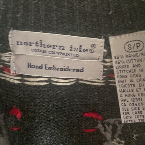 Vintage Northern Isle Zip Front Sweater Fair Isle Deer Snowflakes Sweater - Picture 6 of 6